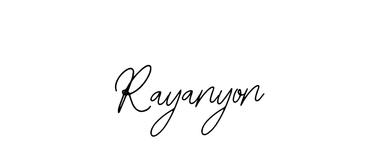 Use a signature maker to create a handwritten signature online. With this signature software, you can design (Bearetta-2O07w) your own signature for name Rayanyon. Rayanyon signature style 12 images and pictures png