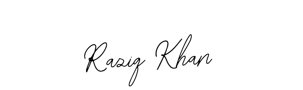 Use a signature maker to create a handwritten signature online. With this signature software, you can design (Bearetta-2O07w) your own signature for name Raziq Khan. Raziq Khan signature style 12 images and pictures png