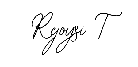 A modern signature idea for name Rejoysi T using Bearetta-2O07w font. Clean strokes and elegant curves make it stand out instantly. Rejoysi T signature style 12 images and pictures png