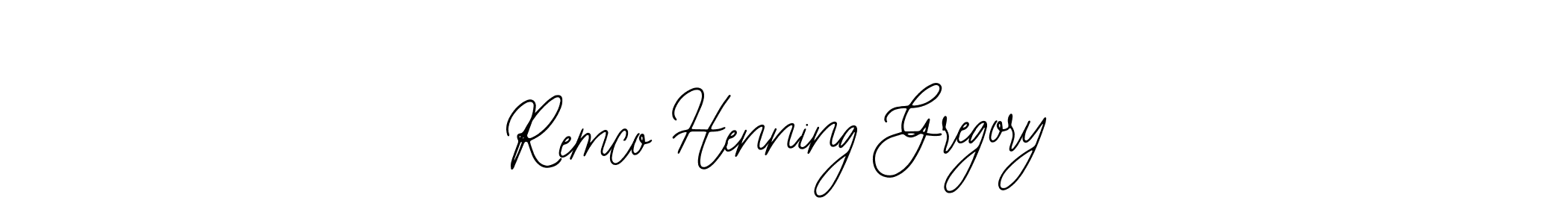 Bearetta-2O07w is a professional signature style that is perfect for those who want to add a touch of class to their signature. It is also a great choice for those who want to make their signature more unique. Get Remco Henning Gregory name to fancy signature for free. Remco Henning Gregory signature style 12 images and pictures png