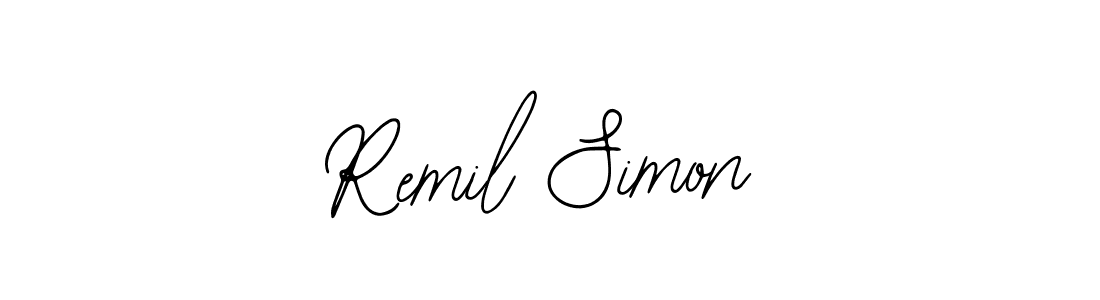 How to make Remil Simon name signature. Use Bearetta-2O07w style for creating short signs online. This is the latest handwritten sign. Remil Simon signature style 12 images and pictures png