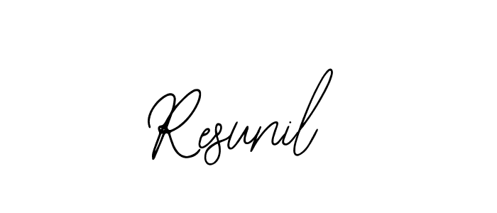 How to make Resunil name signature. Use Bearetta-2O07w style for creating short signs online. This is the latest handwritten sign. Resunil signature style 12 images and pictures png