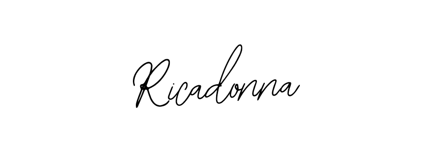 How to make Ricadonna name signature. Use Bearetta-2O07w style for creating short signs online. This is the latest handwritten sign. Ricadonna signature style 12 images and pictures png