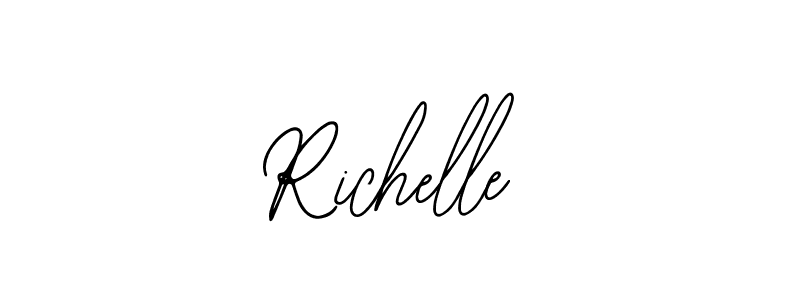 How to make Richelle name signature. Use Bearetta-2O07w style for creating short signs online. This is the latest handwritten sign. Richelle signature style 12 images and pictures png