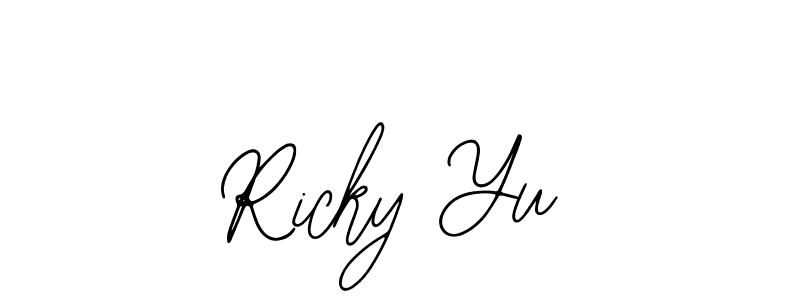 You should practise on your own different ways (Bearetta-2O07w) to write your name (Ricky Yu) in signature. don't let someone else do it for you. Ricky Yu signature style 12 images and pictures png