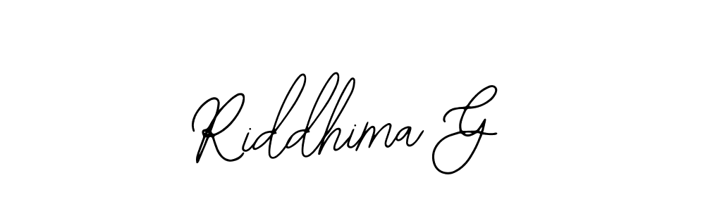 You should practise on your own different ways (Bearetta-2O07w) to write your name (Riddhima G) in signature. don't let someone else do it for you. Riddhima G signature style 12 images and pictures png