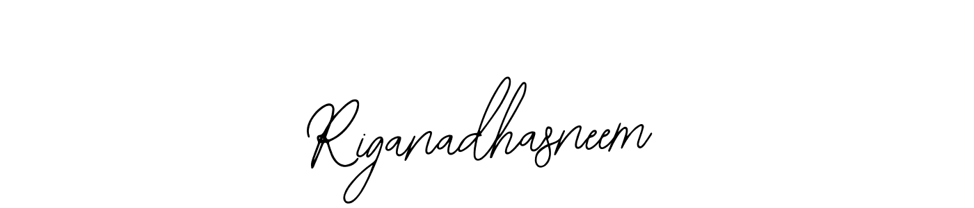 How to make Riganadhasneem name signature. Use Bearetta-2O07w style for creating short signs online. This is the latest handwritten sign. Riganadhasneem signature style 12 images and pictures png