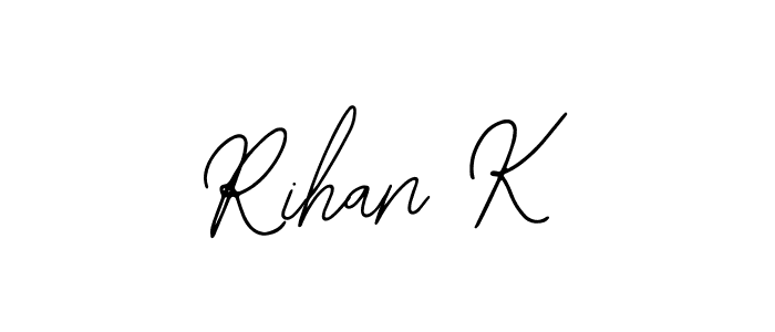 if you are searching for the best signature style for your name Rihan K. so please give up your signature search. here we have designed multiple signature styles  using Bearetta-2O07w. Rihan K signature style 12 images and pictures png