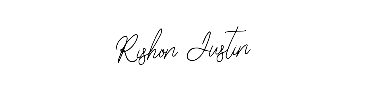 Use a signature maker to create a handwritten signature online. With this signature software, you can design (Bearetta-2O07w) your own signature for name Rishon Justin. Rishon Justin signature style 12 images and pictures png