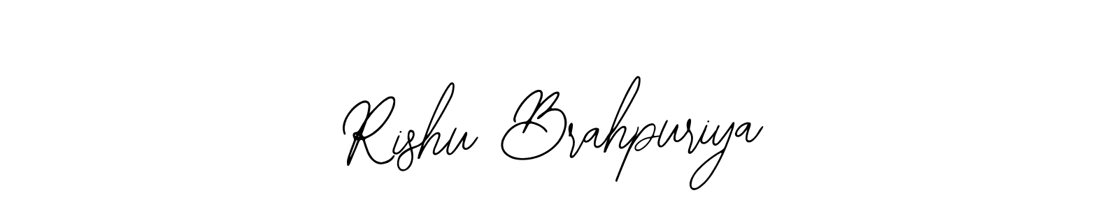 How to make Rishu Brahpuriya name signature. Use Bearetta-2O07w style for creating short signs online. This is the latest handwritten sign. Rishu Brahpuriya signature style 12 images and pictures png