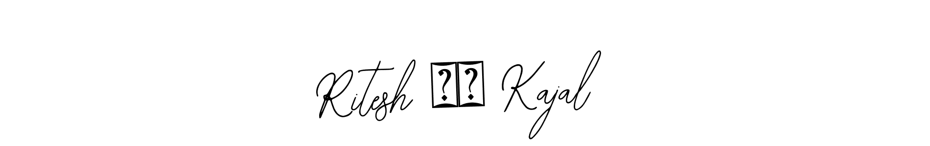 How to make Ritesh ♥️ Kajal name signature. Use Bearetta-2O07w style for creating short signs online. This is the latest handwritten sign. Ritesh ♥️ Kajal signature style 12 images and pictures png