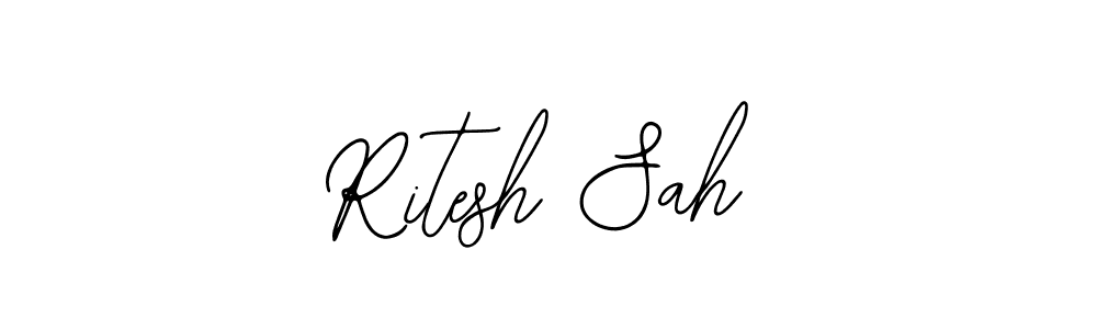 The best way (Bearetta-2O07w) to make a short signature is to pick only two or three words in your name. The name Ritesh Sah include a total of six letters. For converting this name. Ritesh Sah signature style 12 images and pictures png