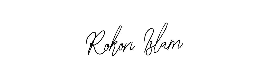 How to make Rokon Islam name signature. Use Bearetta-2O07w style for creating short signs online. This is the latest handwritten sign. Rokon Islam signature style 12 images and pictures png