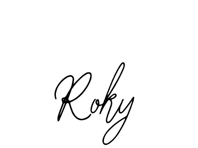 Use a signature maker to create a handwritten signature online. With this signature software, you can design (Bearetta-2O07w) your own signature for name Roky. Roky signature style 12 images and pictures png