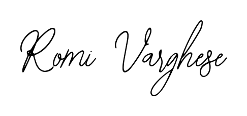 The Bearetta-2O07w typeface gives name Romi Varghese a refined look. Suitable for certificates, diplomas, and official verification. Romi Varghese signature style 12 images and pictures png
