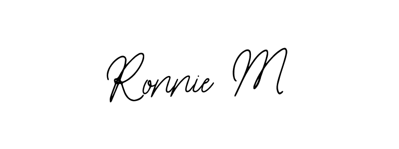 How to make Ronnie M name signature. Use Bearetta-2O07w style for creating short signs online. This is the latest handwritten sign. Ronnie M signature style 12 images and pictures png