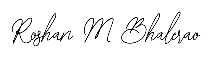 Designed for modern professionals: Roshan M Bhalerao name signature crafted with Bearetta-2O07w script. Ready for digital PDF workflows. Roshan M Bhalerao signature style 12 images and pictures png
