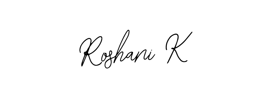 Also You can easily find your signature by using the search form. We will create Roshani K name handwritten signature images for you free of cost using Bearetta-2O07w sign style. Roshani K signature style 12 images and pictures png