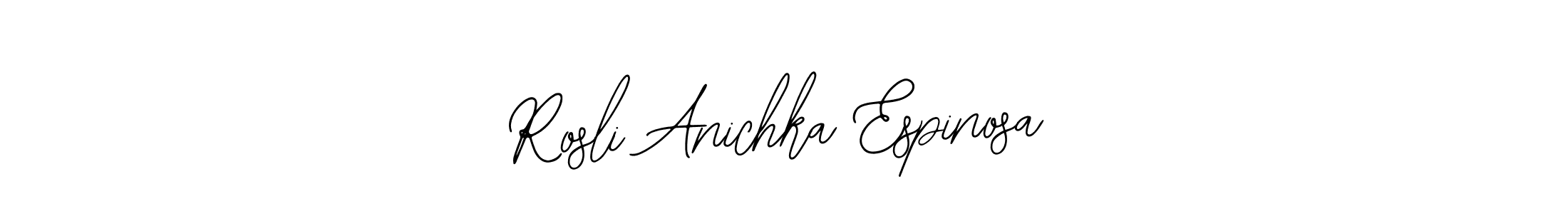 The best way (Bearetta-2O07w) to make a short signature is to pick only two or three words in your name. The name Rosli Anichka Espinosa include a total of six letters. For converting this name. Rosli Anichka Espinosa signature style 12 images and pictures png