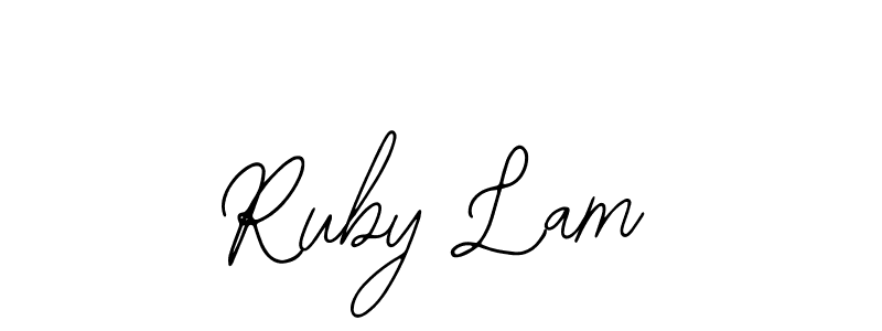 How to make Ruby Lam name signature. Use Bearetta-2O07w style for creating short signs online. This is the latest handwritten sign. Ruby Lam signature style 12 images and pictures png