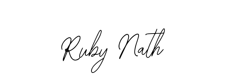 The best way (Bearetta-2O07w) to make a short signature is to pick only two or three words in your name. The name Ruby Nath include a total of six letters. For converting this name. Ruby Nath signature style 12 images and pictures png