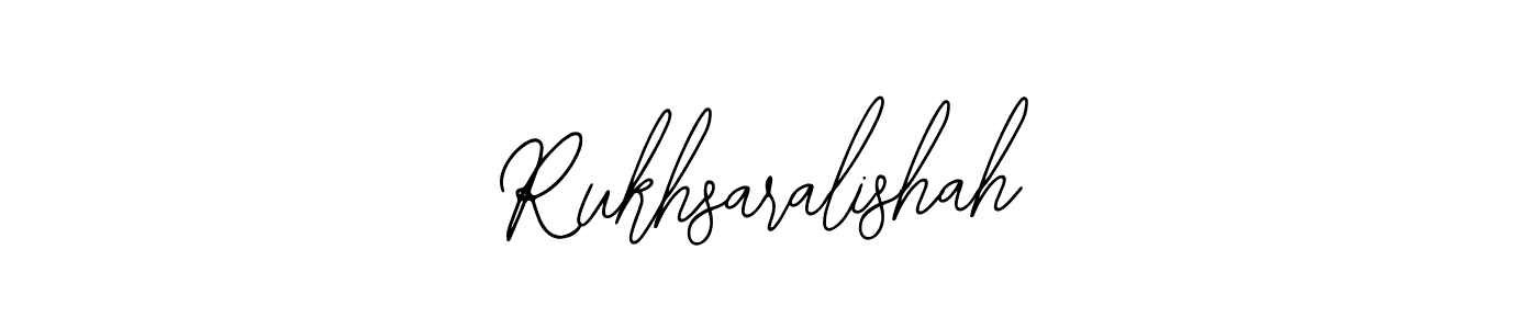 The best way (Bearetta-2O07w) to make a short signature is to pick only two or three words in your name. The name Rukhsaralishah include a total of six letters. For converting this name. Rukhsaralishah signature style 12 images and pictures png