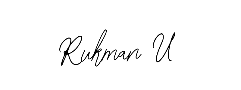 if you are searching for the best signature style for your name Rukman U. so please give up your signature search. here we have designed multiple signature styles  using Bearetta-2O07w. Rukman U signature style 12 images and pictures png