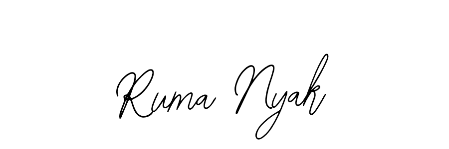 Use a signature maker to create a handwritten signature online. With this signature software, you can design (Bearetta-2O07w) your own signature for name Ruma Nyak. Ruma Nyak signature style 12 images and pictures png