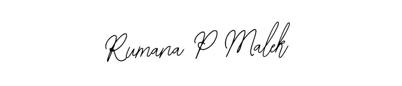 The best way (Bearetta-2O07w) to make a short signature is to pick only two or three words in your name. The name Rumana P Malek include a total of six letters. For converting this name. Rumana P Malek signature style 12 images and pictures png