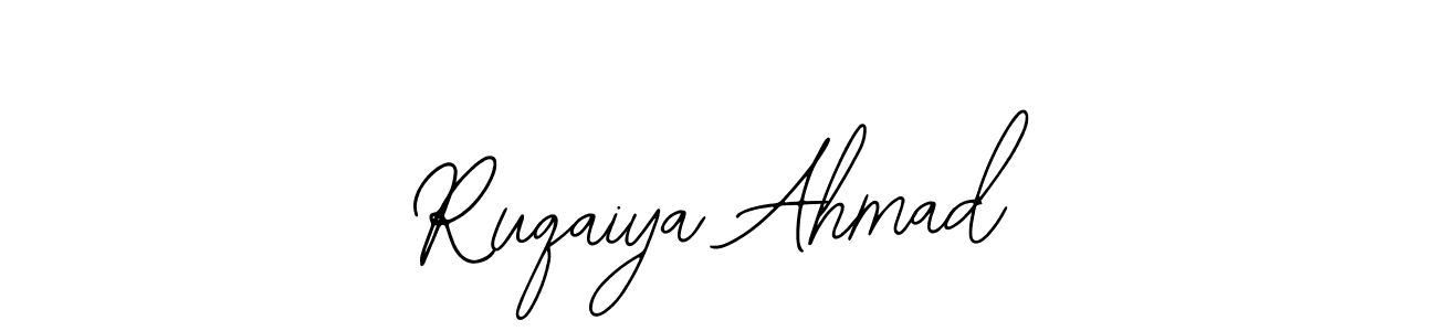 You should practise on your own different ways (Bearetta-2O07w) to write your name (Ruqaiya Ahmad) in signature. don't let someone else do it for you. Ruqaiya Ahmad signature style 12 images and pictures png