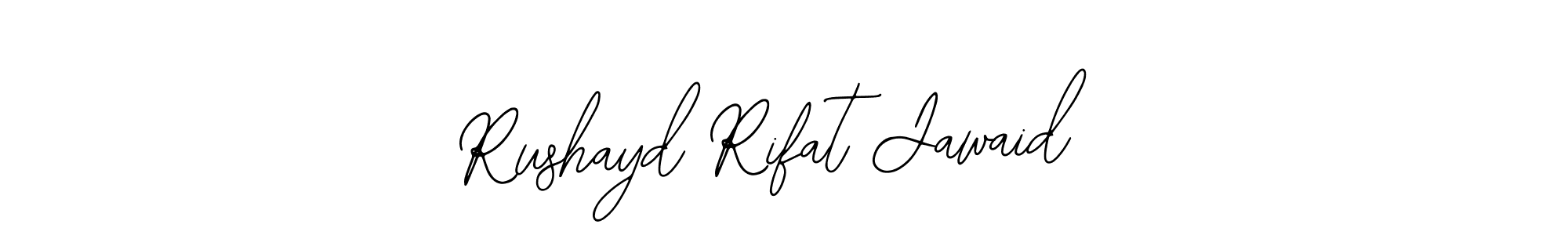 This is the best signature style for the Rushayd Rifat Jawaid name. Also you like these signature font (Bearetta-2O07w). Mix name signature. Rushayd Rifat Jawaid signature style 12 images and pictures png