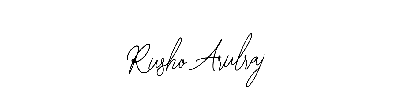 if you are searching for the best signature style for your name Rusho Arulraj. so please give up your signature search. here we have designed multiple signature styles  using Bearetta-2O07w. Rusho Arulraj signature style 12 images and pictures png