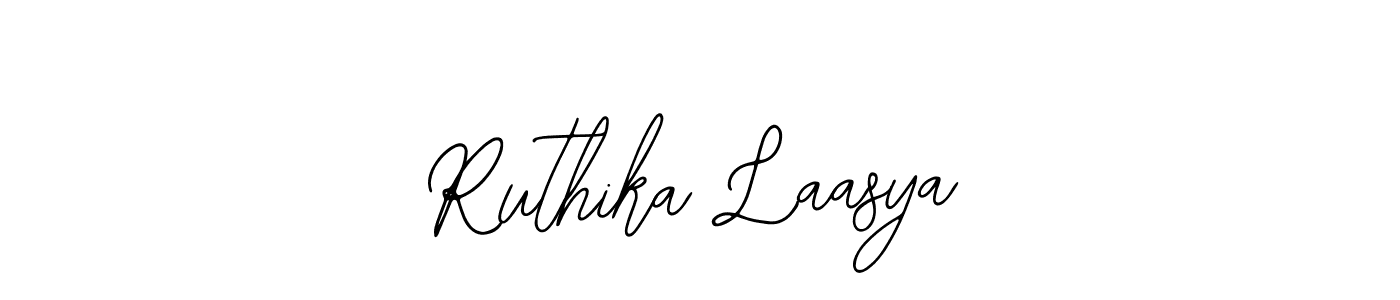 The best way (Bearetta-2O07w) to make a short signature is to pick only two or three words in your name. The name Ruthika Laasya include a total of six letters. For converting this name. Ruthika Laasya signature style 12 images and pictures png