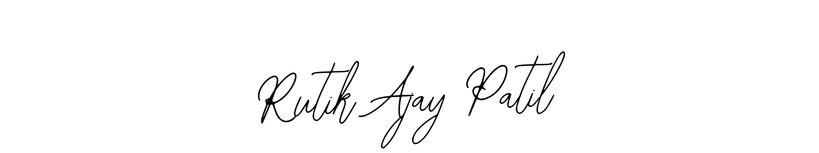 The best way (Bearetta-2O07w) to make a short signature is to pick only two or three words in your name. The name Rutik Ajay Patil include a total of six letters. For converting this name. Rutik Ajay Patil signature style 12 images and pictures png