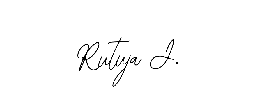 This is the best signature style for the Rutuja J. name. Also you like these signature font (Bearetta-2O07w). Mix name signature. Rutuja J. signature style 12 images and pictures png