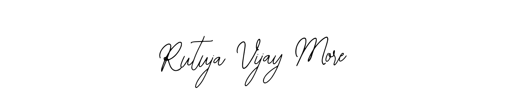 The best way (Bearetta-2O07w) to make a short signature is to pick only two or three words in your name. The name Rutuja Vijay More include a total of six letters. For converting this name. Rutuja Vijay More signature style 12 images and pictures png