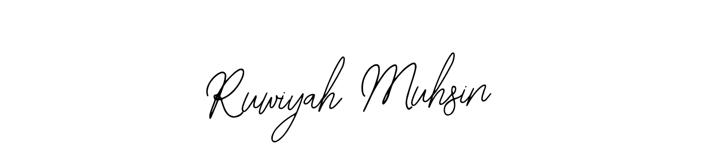 You should practise on your own different ways (Bearetta-2O07w) to write your name (Ruwiyah Muhsin) in signature. don't let someone else do it for you. Ruwiyah Muhsin signature style 12 images and pictures png