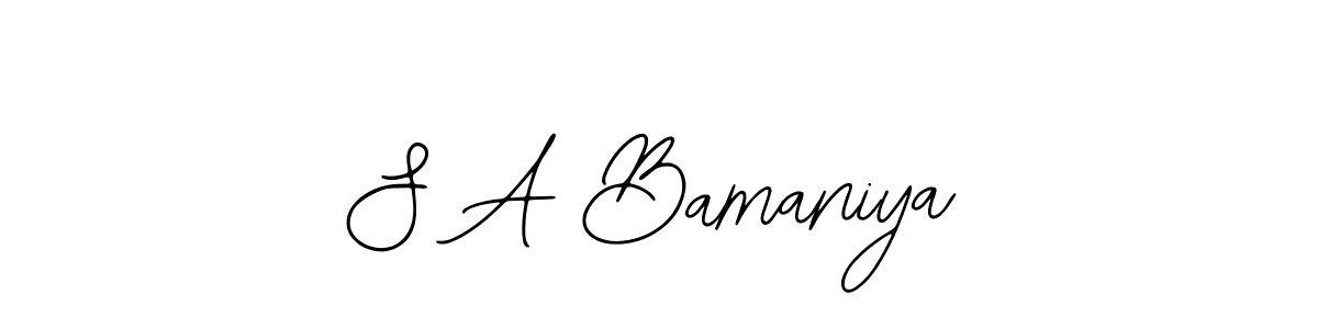 Design your own signature with our free online signature maker. With this signature software, you can create a handwritten (Bearetta-2O07w) signature for name S A Bamaniya. S A Bamaniya signature style 12 images and pictures png