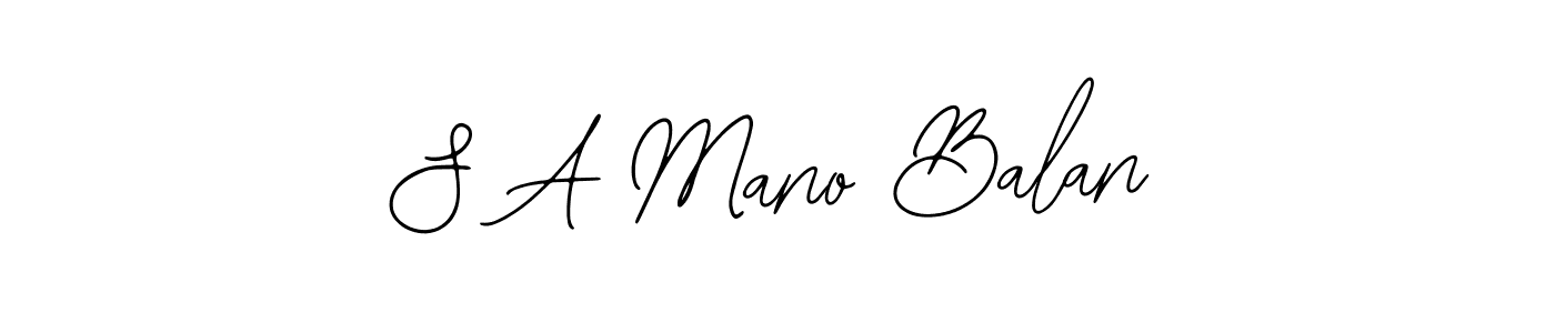 The best way (Bearetta-2O07w) to make a short signature is to pick only two or three words in your name. The name S A Mano Balan include a total of six letters. For converting this name. S A Mano Balan signature style 12 images and pictures png
