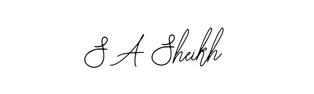 The best way (Bearetta-2O07w) to make a short signature is to pick only two or three words in your name. The name S A Sheikh include a total of six letters. For converting this name. S A Sheikh signature style 12 images and pictures png