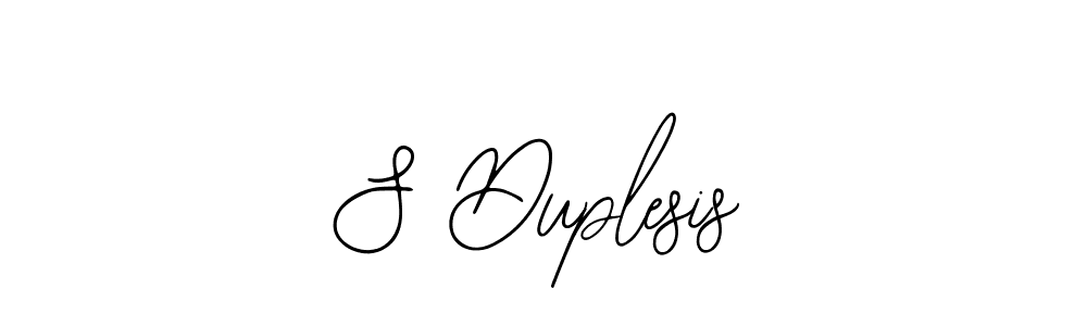 The best way (Bearetta-2O07w) to make a short signature is to pick only two or three words in your name. The name S Duplesis include a total of six letters. For converting this name. S Duplesis signature style 12 images and pictures png