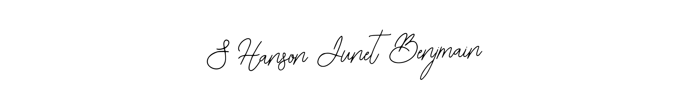 The best way (Bearetta-2O07w) to make a short signature is to pick only two or three words in your name. The name S Hanson Junet Benjmain include a total of six letters. For converting this name. S Hanson Junet Benjmain signature style 12 images and pictures png