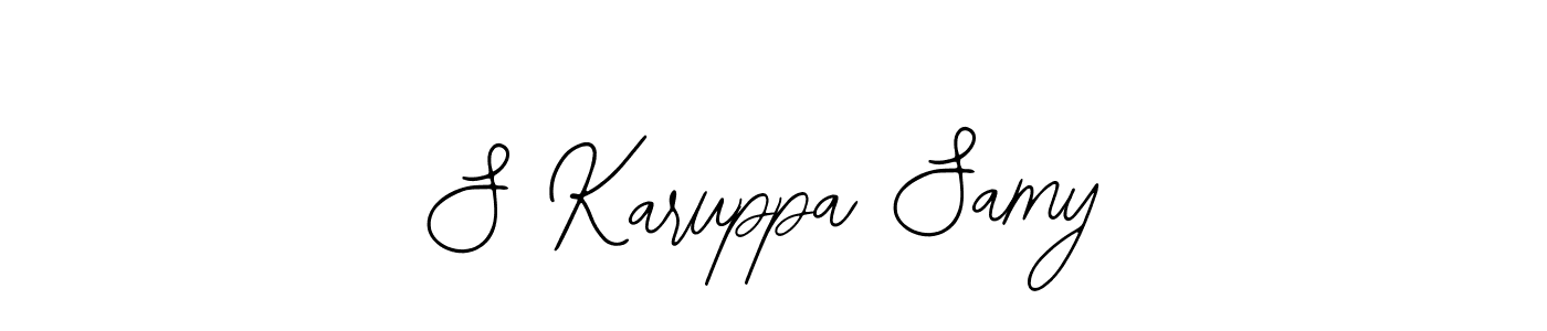 You should practise on your own different ways (Bearetta-2O07w) to write your name (S Karuppa Samy) in signature. don't let someone else do it for you. S Karuppa Samy signature style 12 images and pictures png