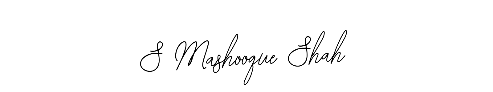 The best way (Bearetta-2O07w) to make a short signature is to pick only two or three words in your name. The name S Mashooque Shah include a total of six letters. For converting this name. S Mashooque Shah signature style 12 images and pictures png