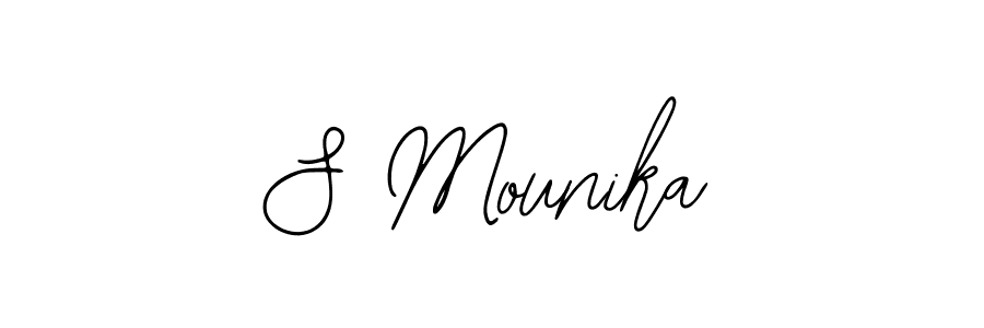 This is the best signature style for the S Mounika name. Also you like these signature font (Bearetta-2O07w). Mix name signature. S Mounika signature style 12 images and pictures png