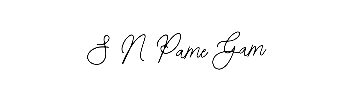 You should practise on your own different ways (Bearetta-2O07w) to write your name (S N Pame Gam) in signature. don't let someone else do it for you. S N Pame Gam signature style 12 images and pictures png