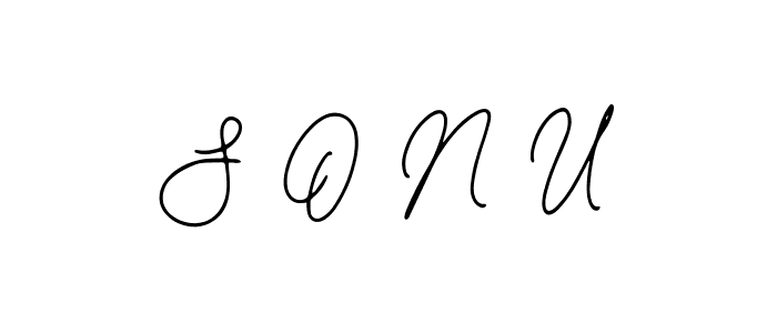 How to make S O N U name signature. Use Bearetta-2O07w style for creating short signs online. This is the latest handwritten sign. S O N U signature style 12 images and pictures png