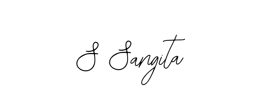 How to make S Sangita name signature. Use Bearetta-2O07w style for creating short signs online. This is the latest handwritten sign. S Sangita signature style 12 images and pictures png
