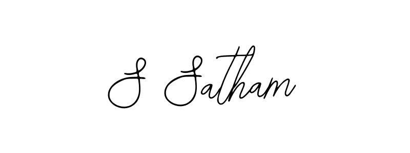 The best way (Bearetta-2O07w) to make a short signature is to pick only two or three words in your name. The name S Satham include a total of six letters. For converting this name. S Satham signature style 12 images and pictures png