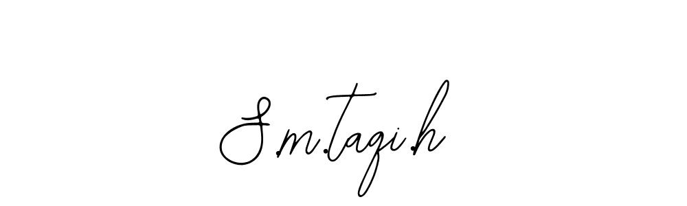 The best way (Bearetta-2O07w) to make a short signature is to pick only two or three words in your name. The name S.m.taqi.h include a total of six letters. For converting this name. S.m.taqi.h signature style 12 images and pictures png